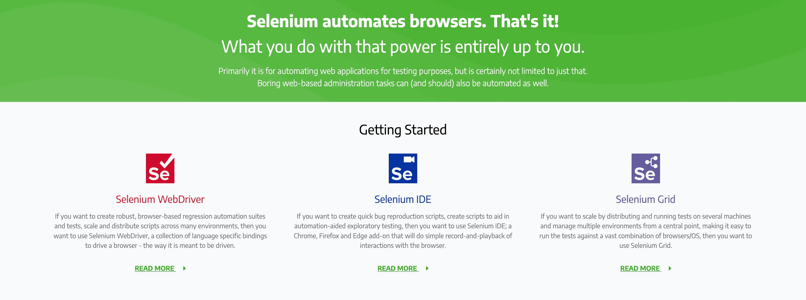 Selenium WebDriver、IDE 和 Grid 自动化测试工具页面