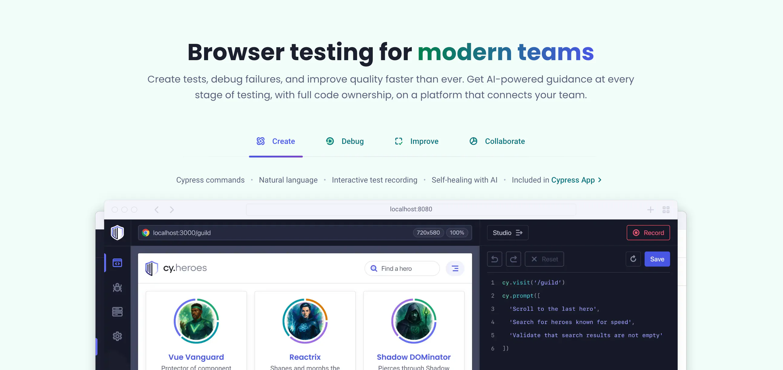 Cypress Web 测试框架与 Cypress Cloud 页面