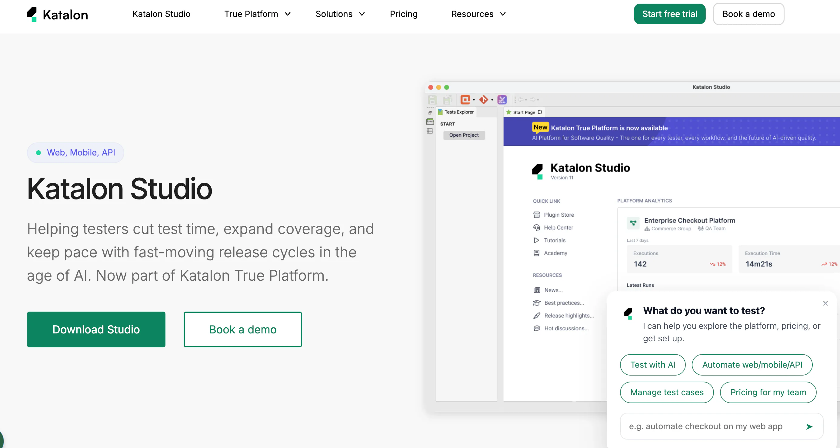 Katalon Studio 多类型自动化测试平台页面