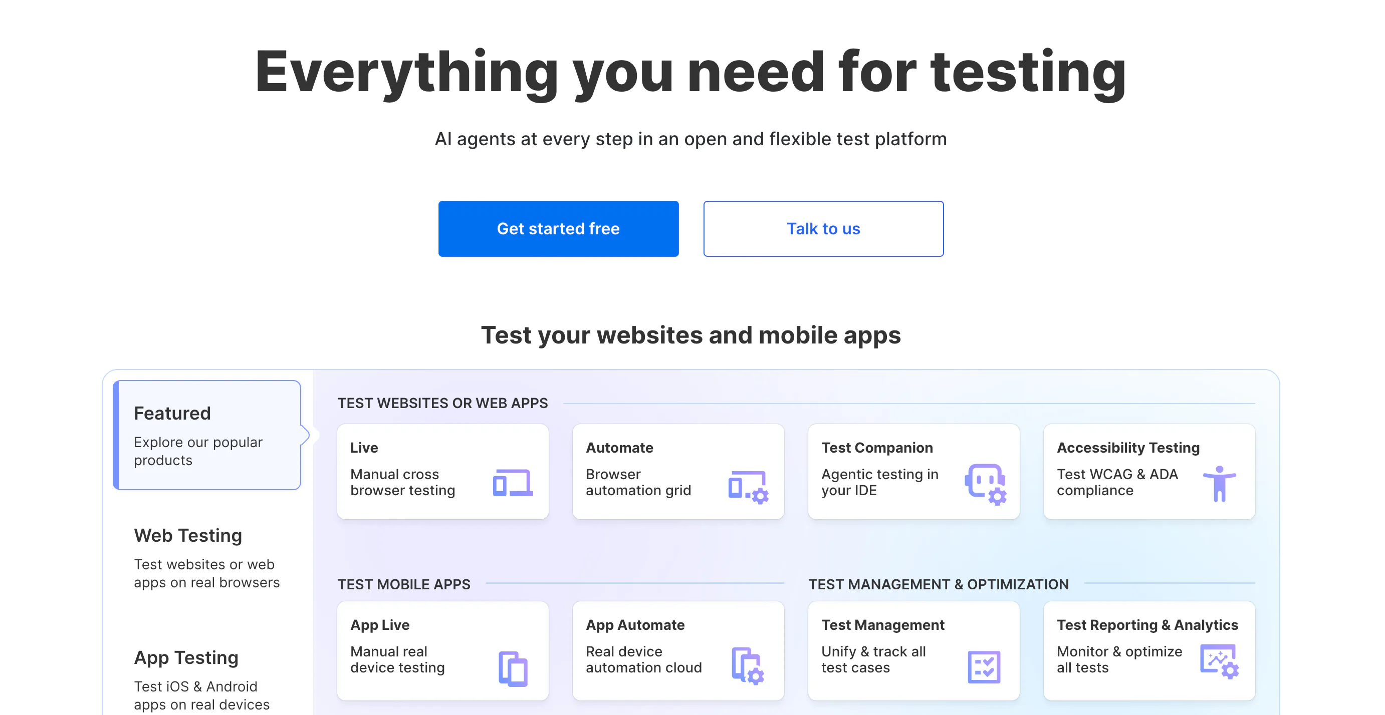 BrowserStack 云端多浏览器和多设备测试平台页面